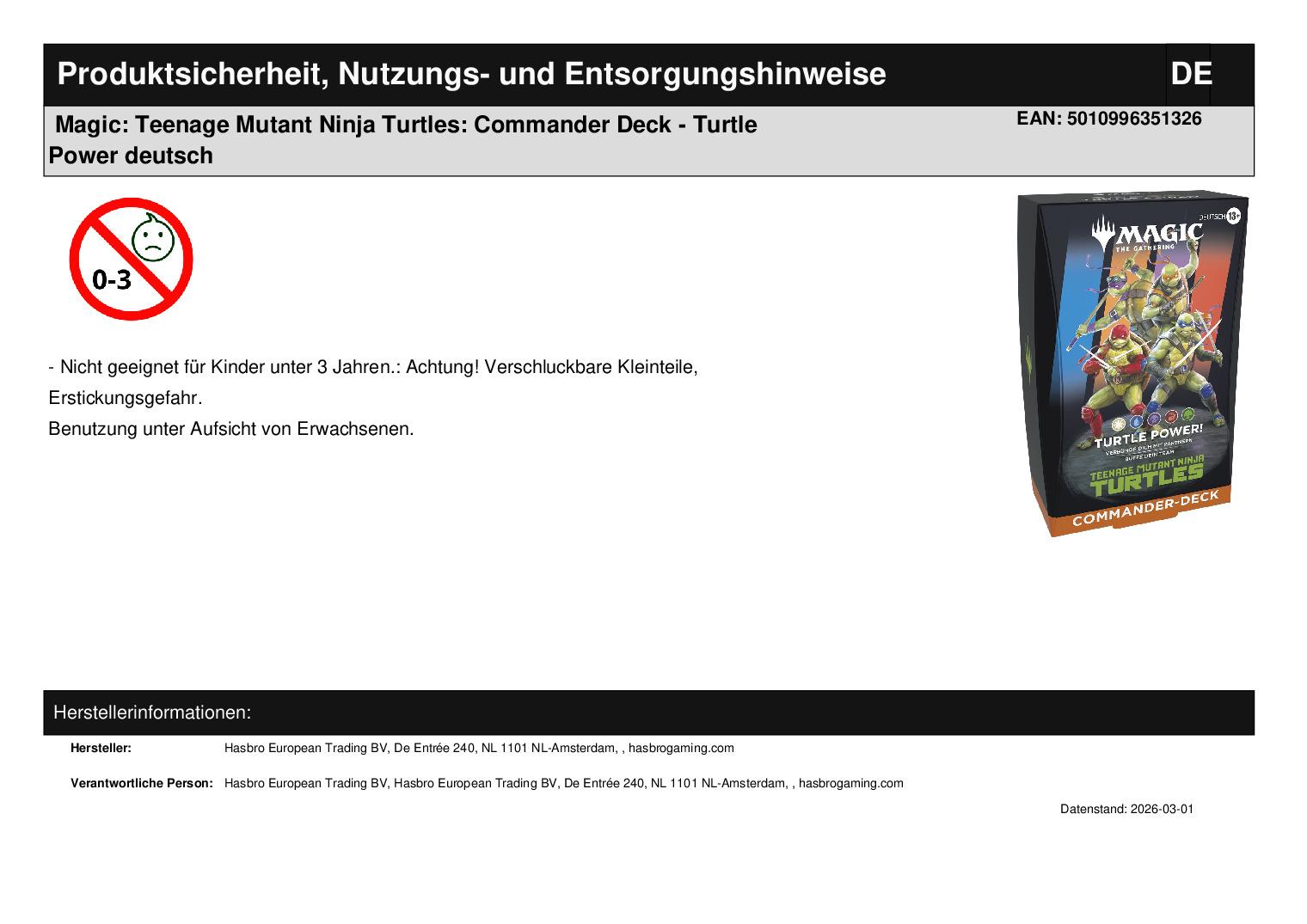 Magic: Teenage Mutant Ninja Turtles: Commander Deck - Turtle Power deutsch