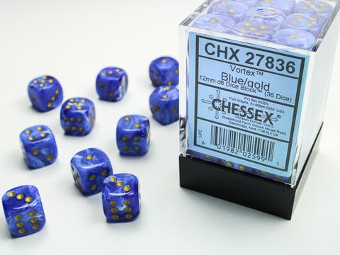 Chessex Würfel W6x36 Vortex: blue / gold