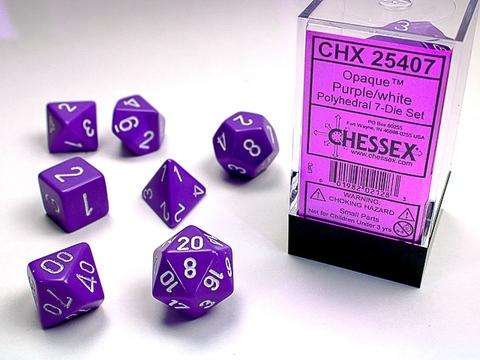 Chessex Würfel 7-er Mix Opaque: purple / white
