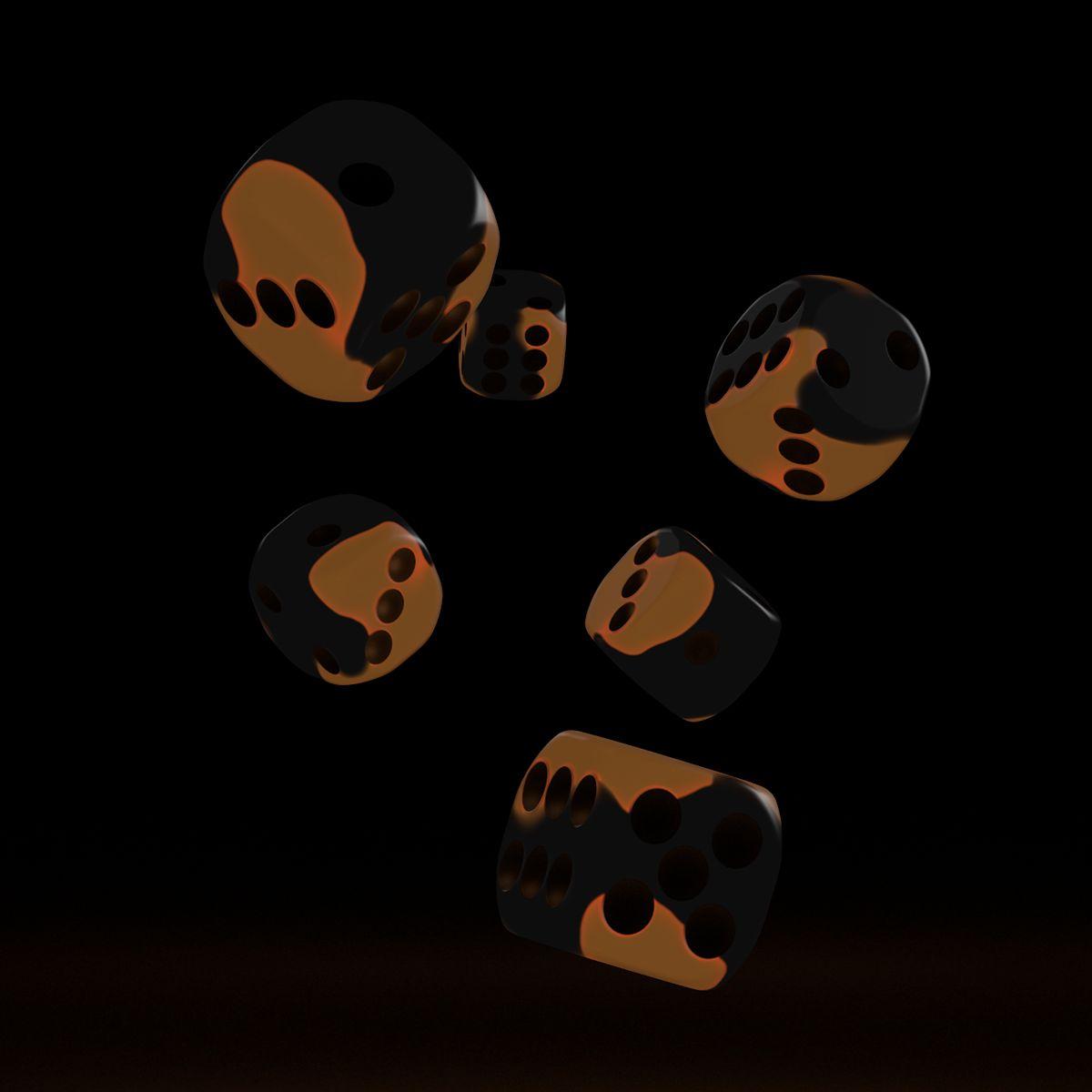 Oakie Doakie Dice D6 Dice 16 mm Glow in the Dark - Lava (12)