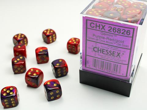 Chessex Würfel W6x36 Gemini: purple-red / gold