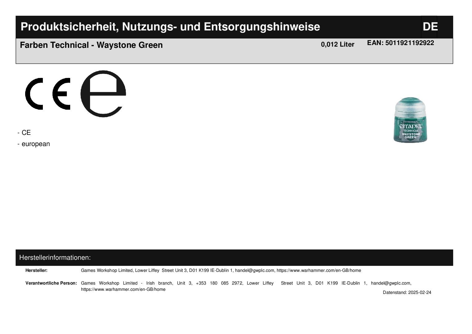 Farben Technical - Waystone Green