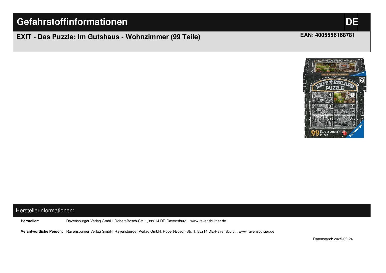 EXIT - Das Puzzle: Im Gutshaus - Wohnzimmer (99 Teile) EXIT - Das Puzzle: Im Gutshaus - Wohnzimmer (99 Teile)